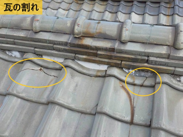 瓦の割れ