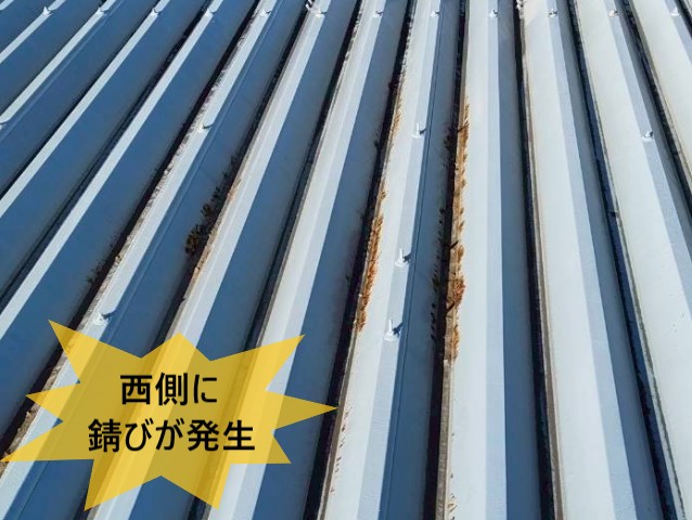 西側に錆びが発生