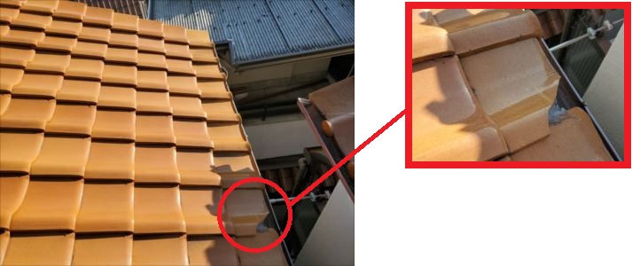 軒先瓦 割れ