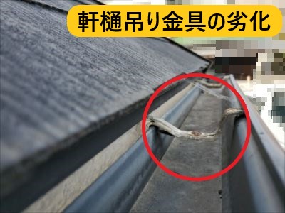 軒樋吊り金具の劣化