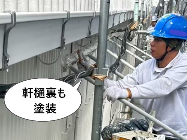 軒樋裏も塗装