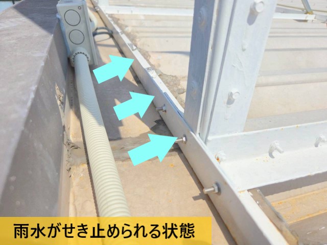 雨水がせき止められる状態