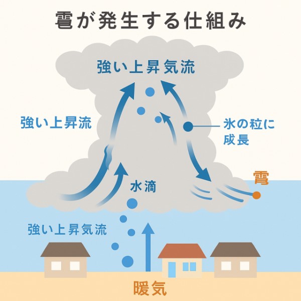 雹ができる仕組みのイラスト