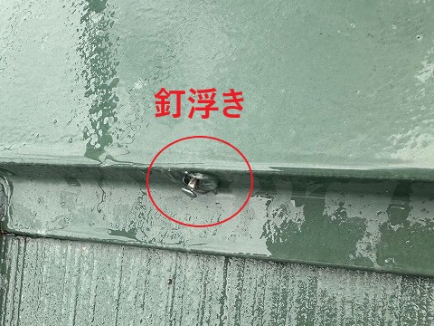 棟板金釘浮き