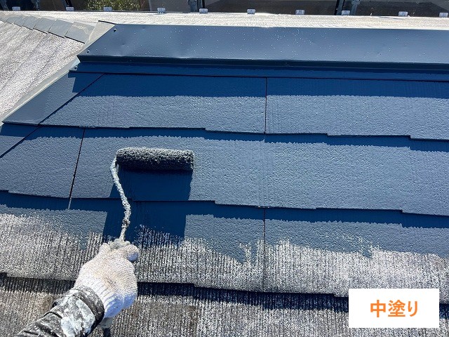 屋根塗装を実施　関西ペイント　ダイナミックルーフを使用して美しく仕上げます♪