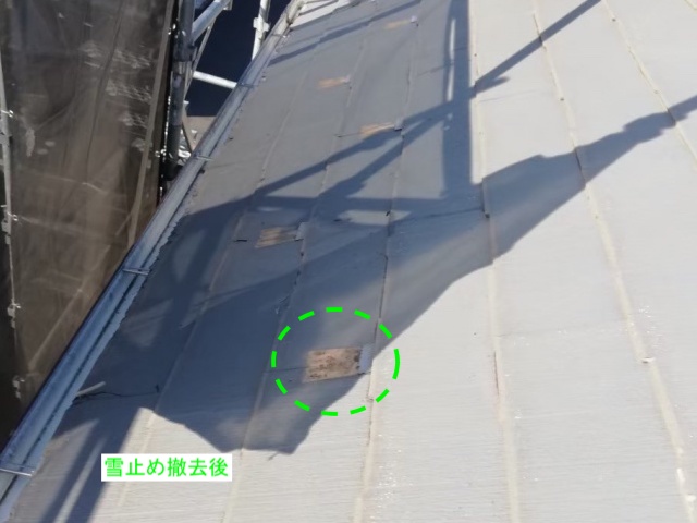 雪止めの撤去後