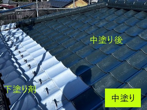 セメント瓦の葺き直し＆塗装　南蛮漆喰で固定力アップ