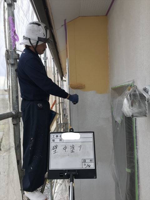 外壁中塗り中