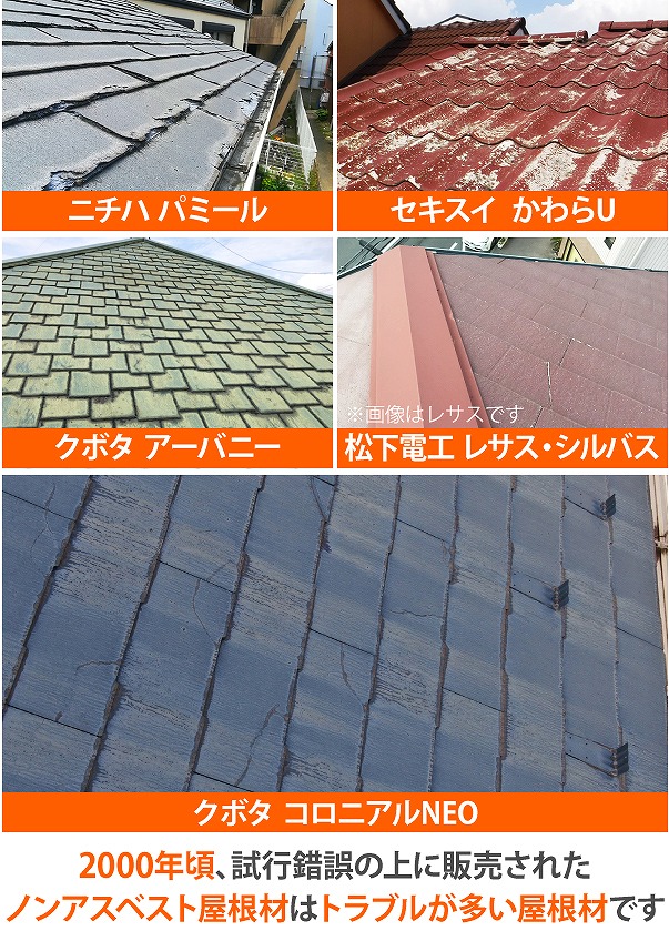 ノンアスベスト屋根　気を付けましょう