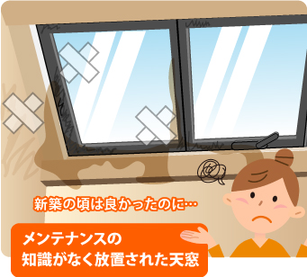 天窓周りの劣化…雨漏りの原因に！