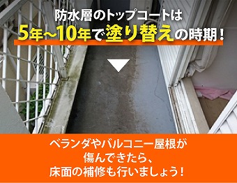 ベランダ防水　トップコート