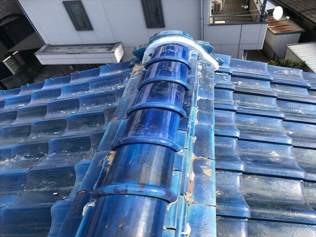 棟瓦補修施工中⑤