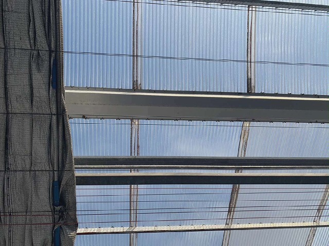 劣化して反りや割れが発生したポリカーボネート波板