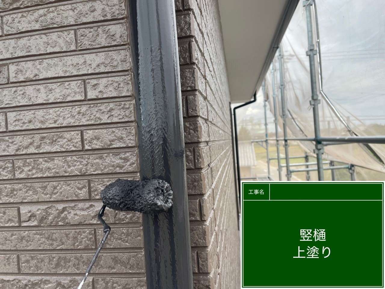 雨樋の上塗り