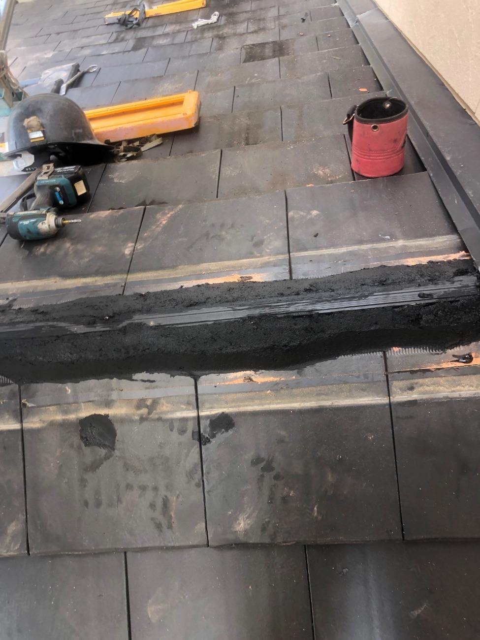 南蛮漆喰を入れた棟