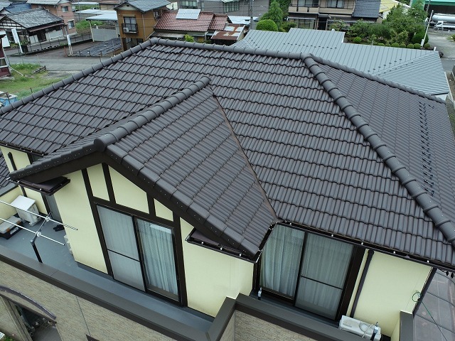 住宅モニエル瓦屋根へのドローンを用いた無料点検
