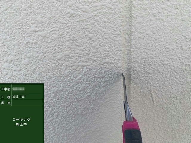 コーキング打ち替え工程の既存コーキングの除去作業