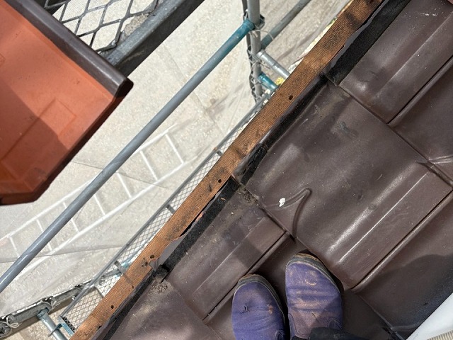 ケラバ板金を取り外した後に確認した木下地の劣化状況