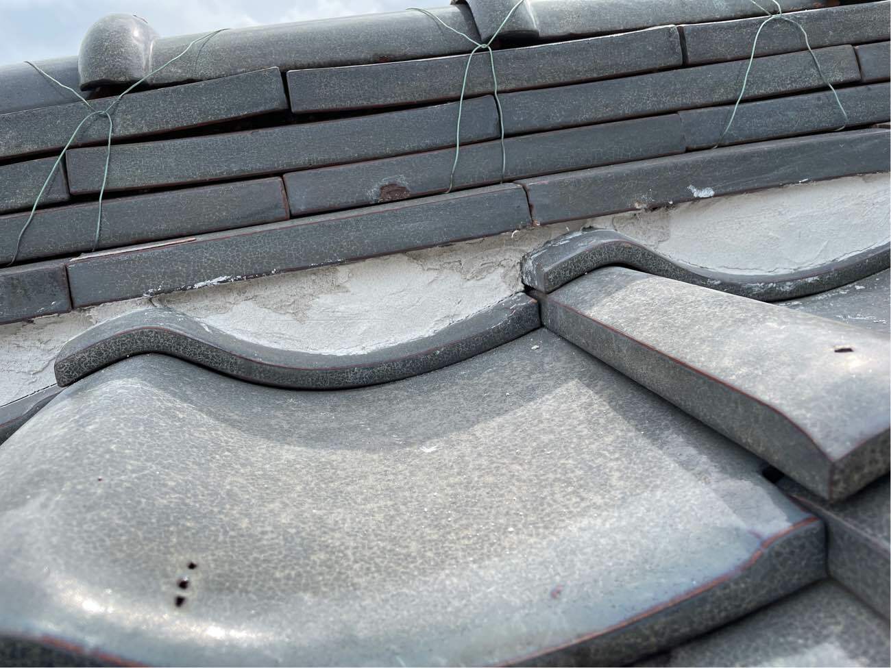 棟部の漆喰詰め直し