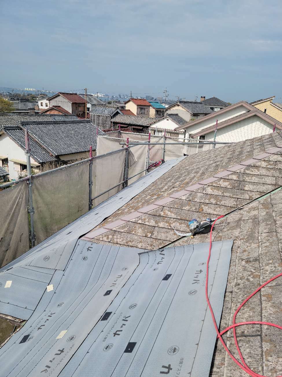 改質アスファルトルーフィング施工