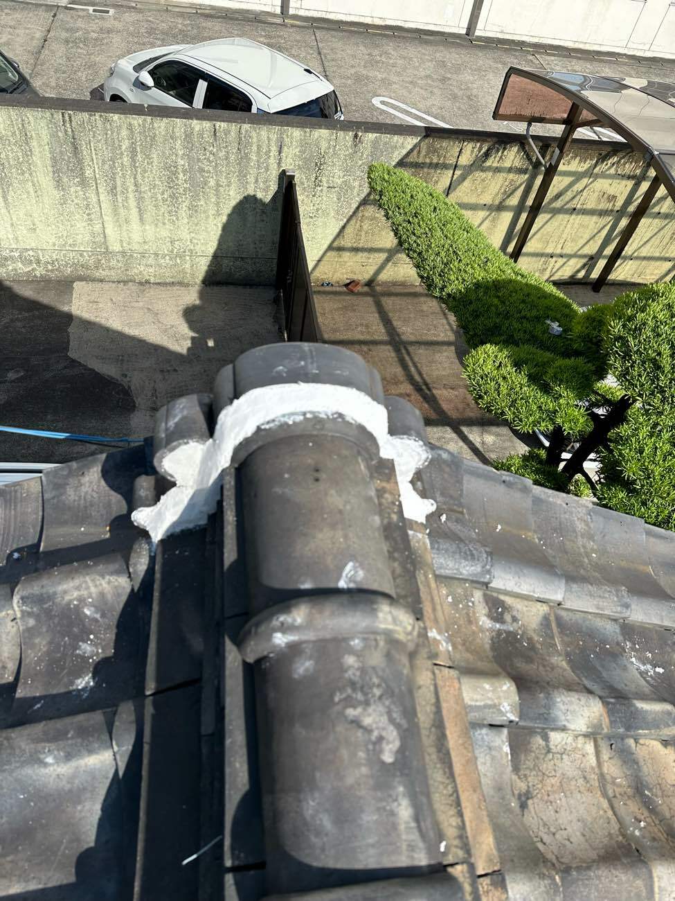 鬼瓦周りの漆喰補修