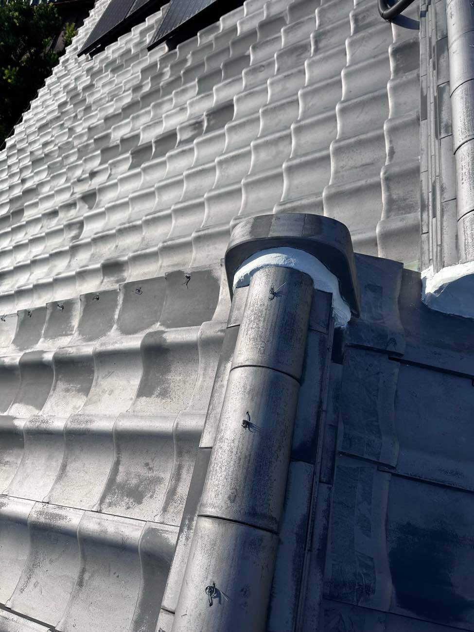 鬼瓦周りの漆喰補修