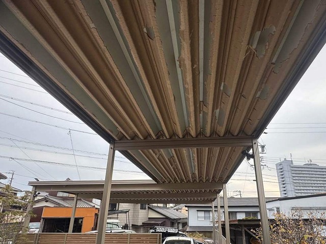 広い範囲でペフの劣化を確認