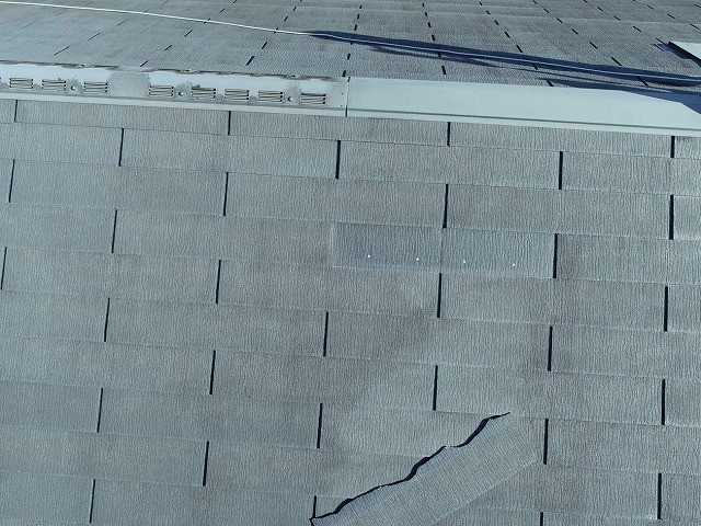 カラーベストの一部が剥がれ落ちている様子を確認したドローン調査