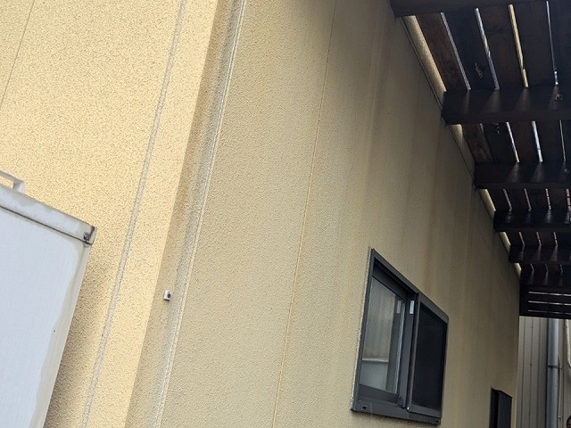 雨漏りの影響で変色やカビが生じている外壁サイディング