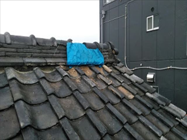 雨漏りしている瓦屋根