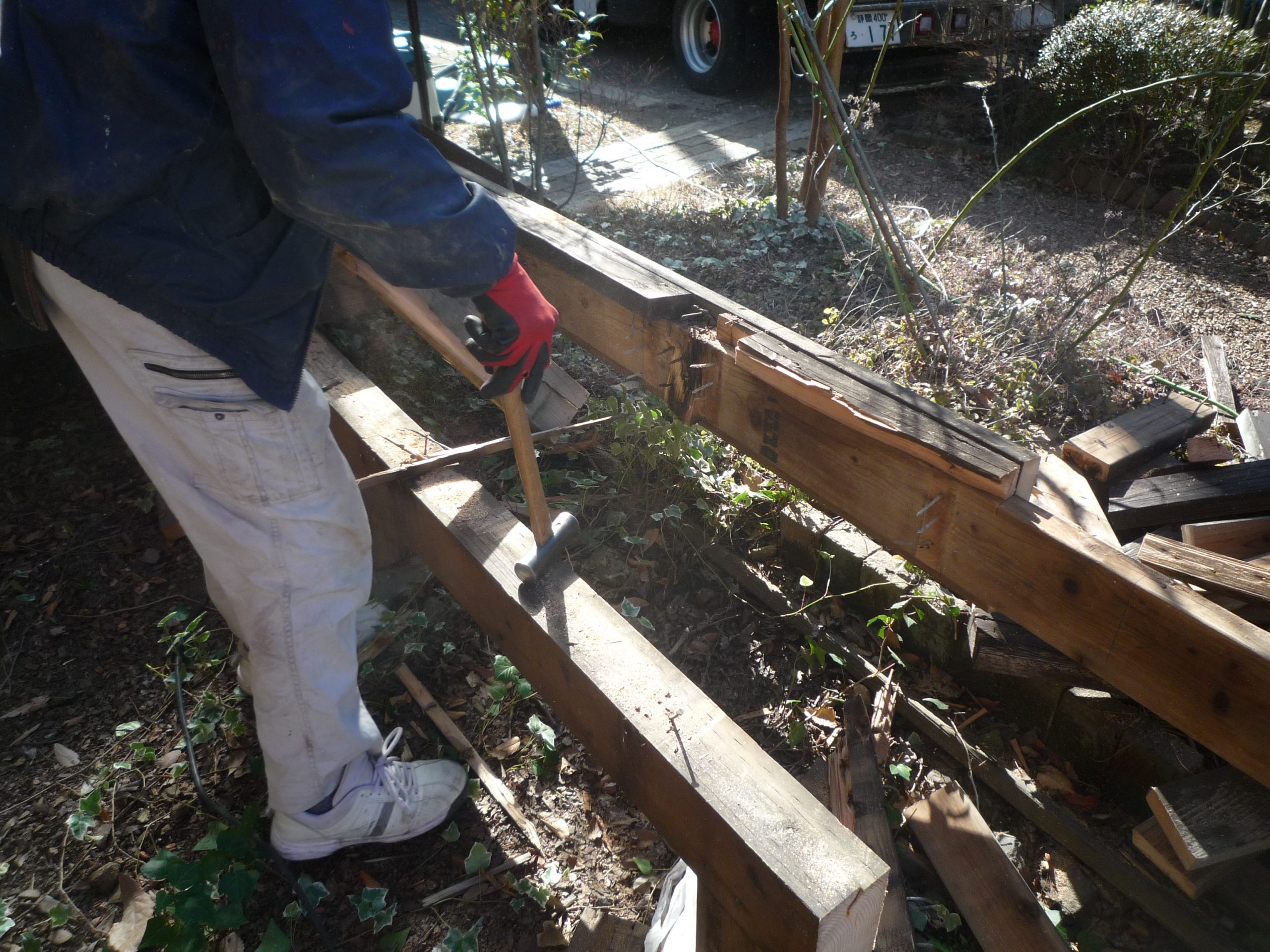 ウッドデッキ老朽化作り直し