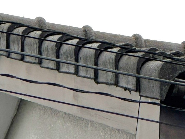 軒先付近に見られる黒ずみ(カビ・汚れの付着)