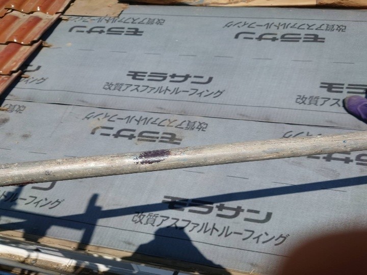 改質アスファルトルーフィングの敷設