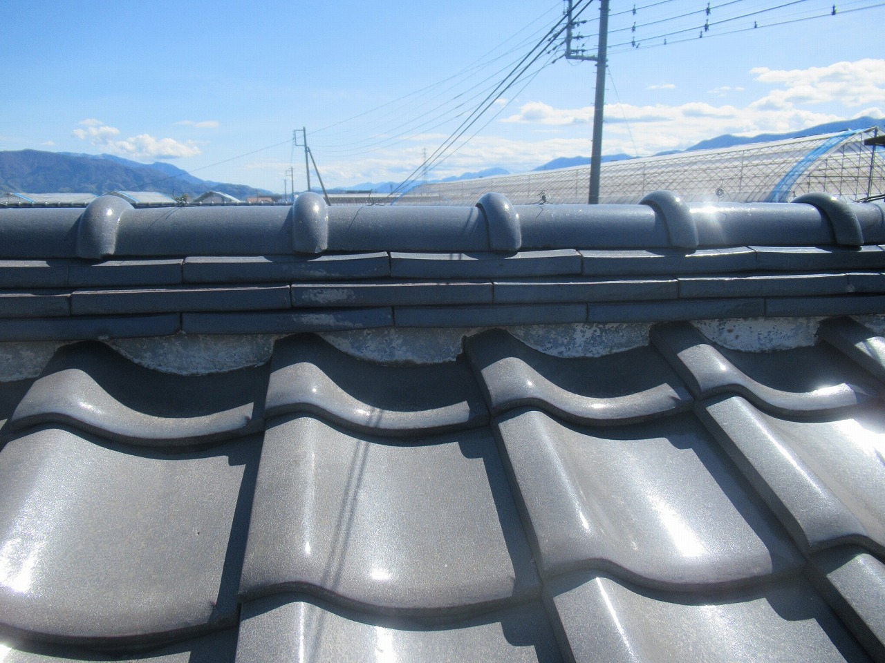 上野原市　屋根漆喰　汚れ