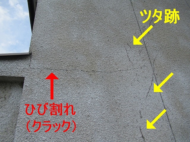 南アルプス市でひび割れ（クラック）やツタ跡、汚れ付着のあるモルタル外壁
