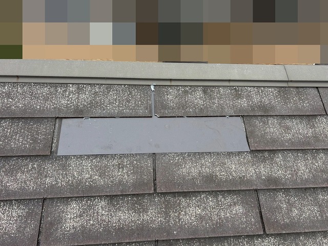 西八代郡市川三郷町でガルバリウム鋼板で部分補修を行ったスレート屋根