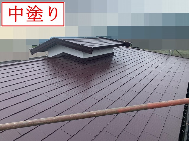 中塗り後の屋根全景