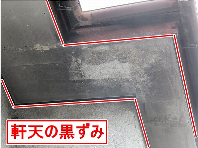 南アルプス市で黒ずみ・カビの発生した軒天