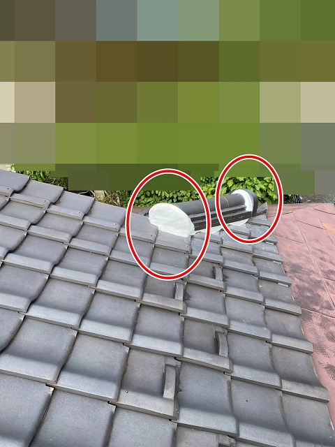 甲府市で瓦屋根の漆喰（鬼瓦）の詰め直し工事ビフォーアフター