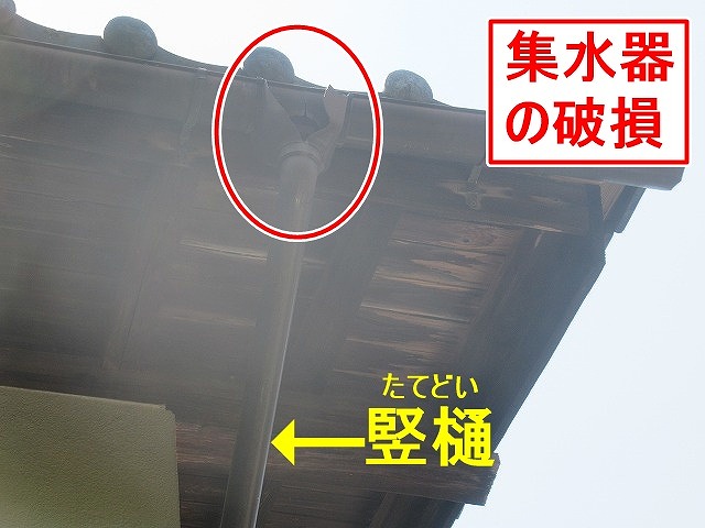 大月市で集水器（集水桝）の破損が確認された写真