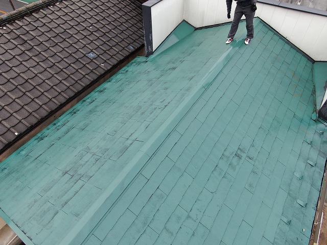 甲府市　屋根調査の様子