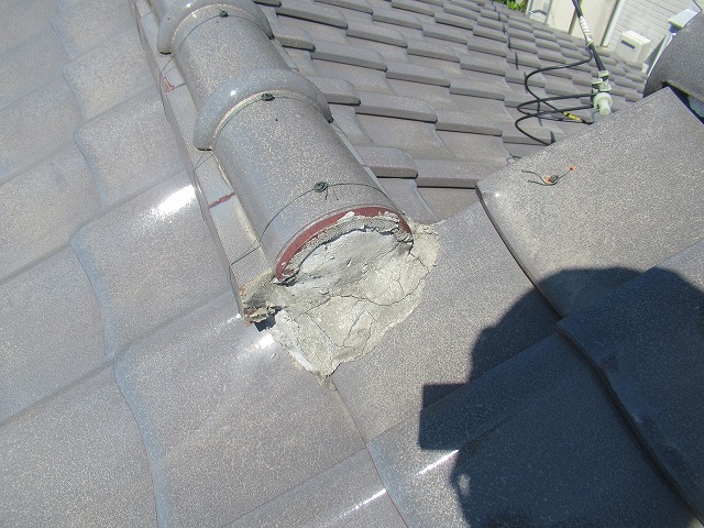 身延町　屋根漆喰の様子