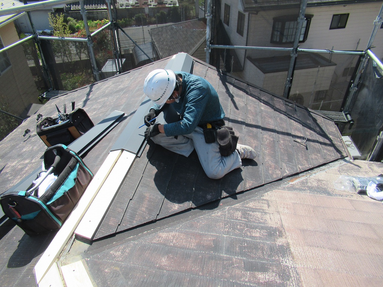 韮崎市棟板金工事写真全体