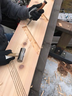 ウッドデッキ階段　改修工事