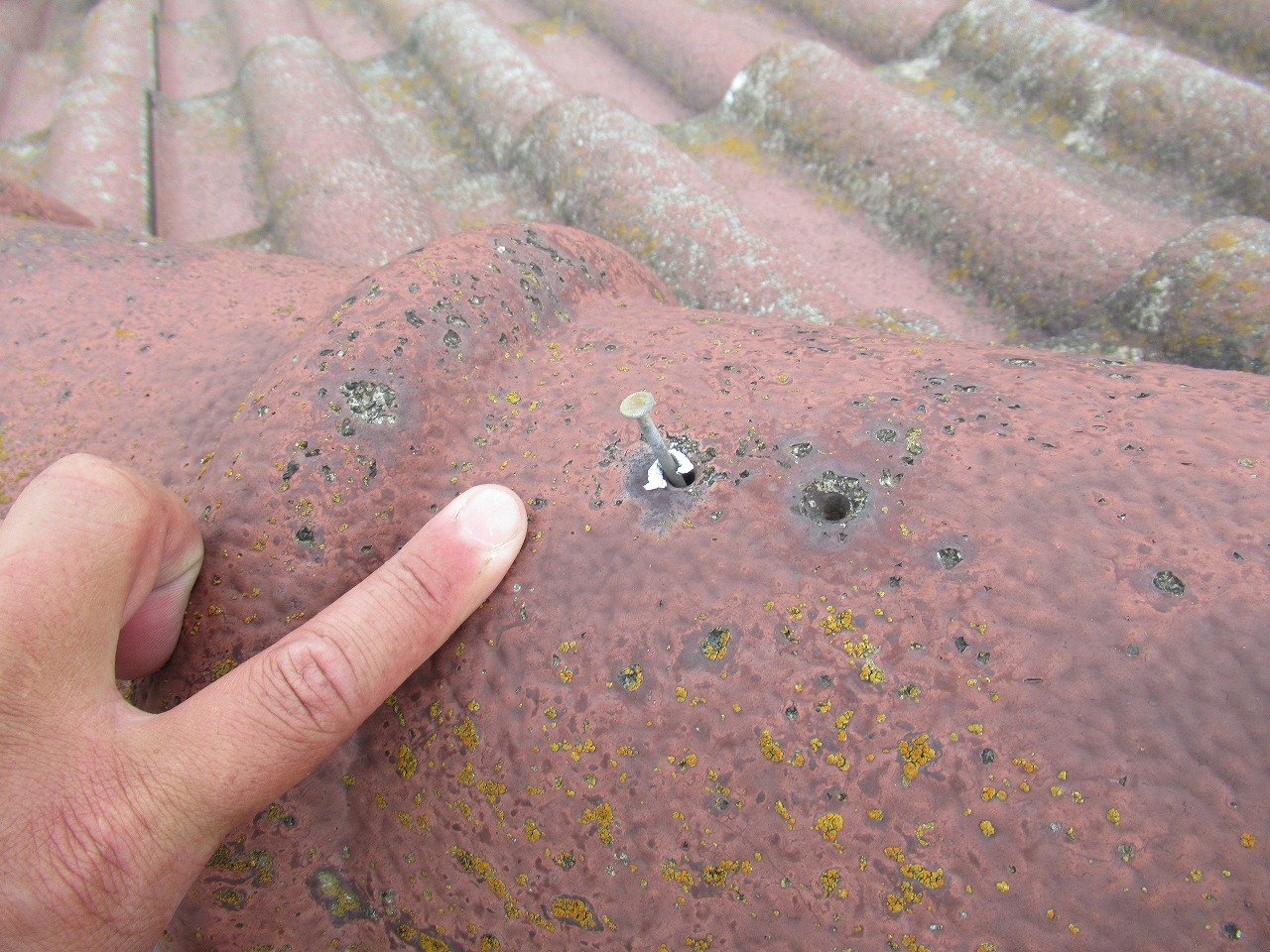 南アルプス市棟瓦釘浮き