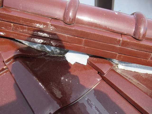 甲府市屋根漆喰破損個所