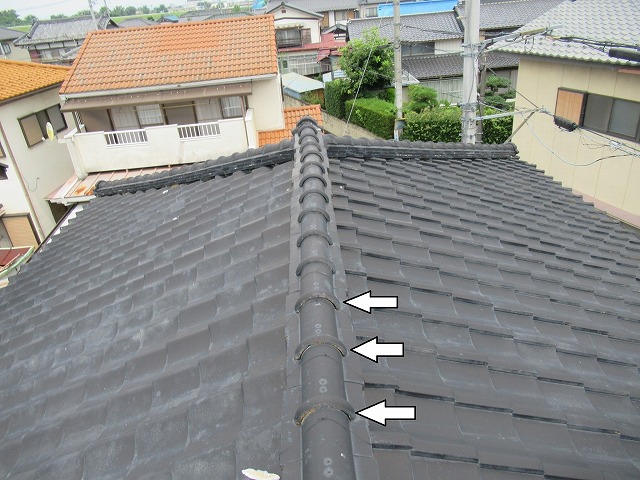 甲府市瓦屋根棟瓦ズレ