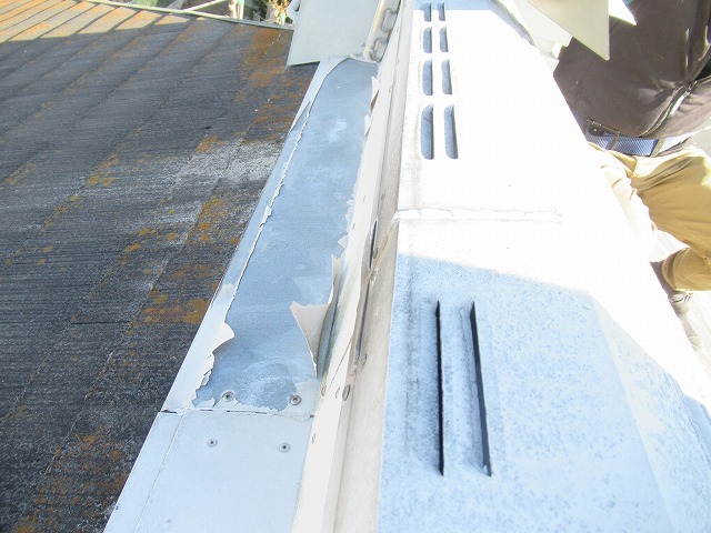甲府市　棟板金　劣化