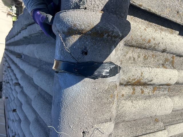 甲府市　瓦　漆喰脱落　コーキング防水補修