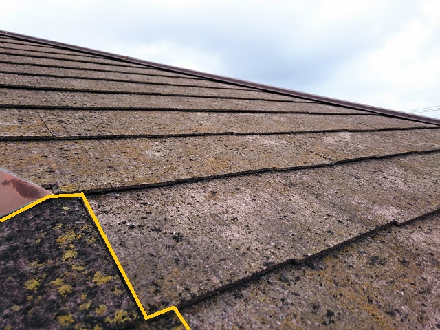 スレート屋根　苔